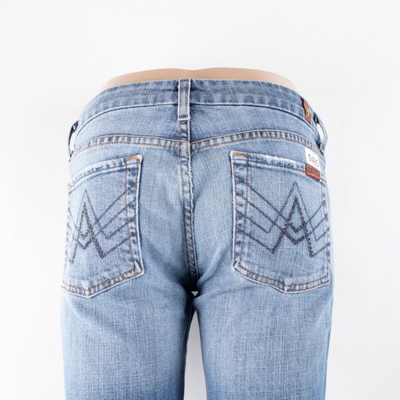 7 For All Mankind A Pocket Bootcut 27 (29 X 30) Women's Denim Jeans Raw Hem - Picture 7 of 11